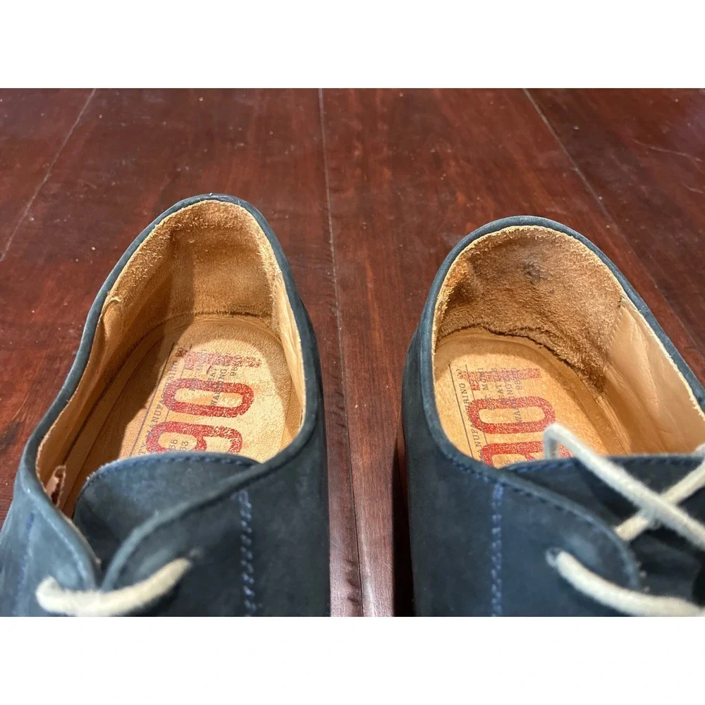 1901 Brand Derby Shoes Mens 12 Navy Blue Nubuck Leather Brick Red Sole M38115